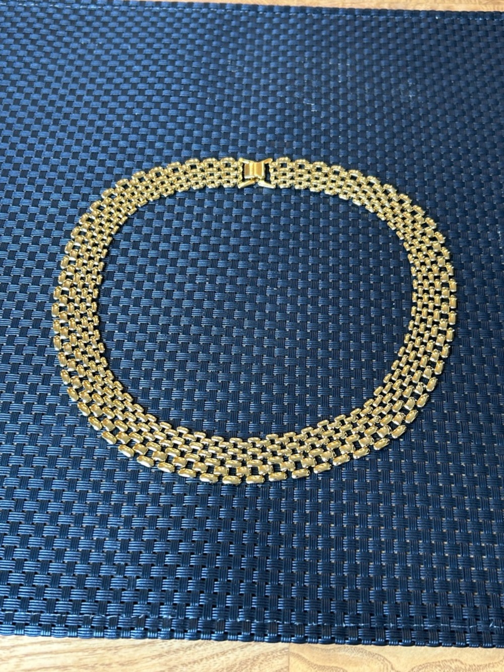 Crown Trifari Panther Gold Plate Choker Necklace 18"